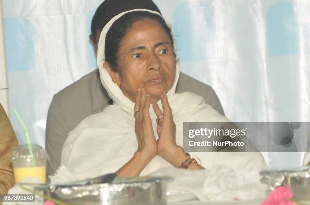 Mamata Banerjee Chief Minister of West Bengal and Chief of All India Trinamool Congress Political party attend the Dawat -E-Ifter at the Kolkata...