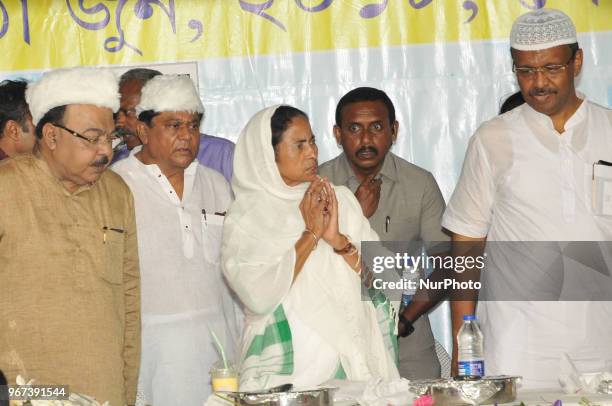 Mamata Banerjee Chief Minister of West Bengal and Chief of All India Trinamool Congress Political party attend the Dawat -E-Ifter at the Kolkata...