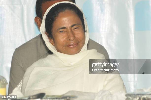 Mamata Banerjee Chief Minister of West Bengal and Chief of All India Trinamool Congress Political party attend the Dawat -E-Ifter at the Kolkata...