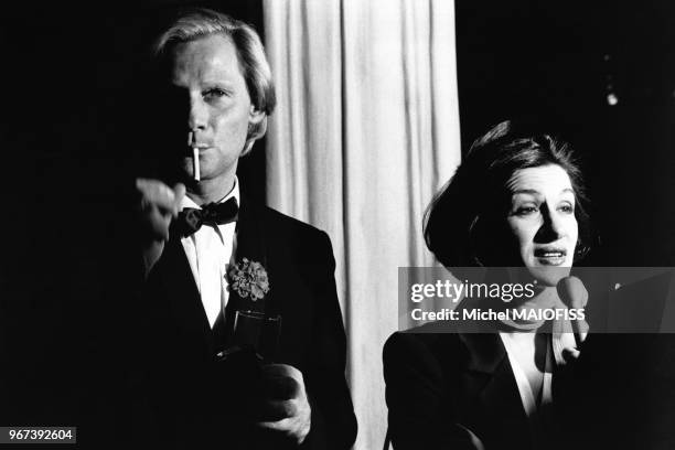 Fabrice Emaer et Paloma Picasso à la soirée d'inauguration du nouveau "Palace" le 19 octobre 1980 à Paris, France.