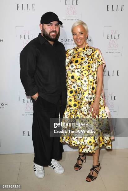 Designer Michael Halpern and Editor-in-Cheif of Elle Anne-Marie Curtis attends The ELLE List 2018 at Somerset House on June 4, 2018 in London,...