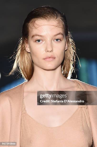 Model walks the runway at the Max Mara Resort Show 2019 at Collezione Maramotti on June 4, 2018 in Reggio nell'Emilia, Italy.