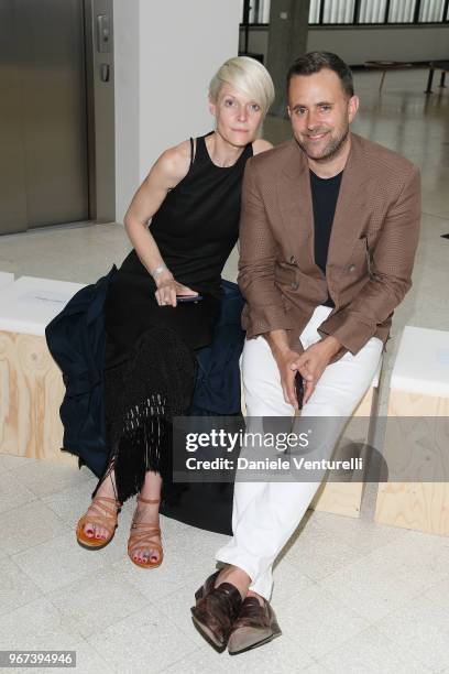 Kate Lanphear and Michael Carl attend Max Mara Resort Show 2019 at Collezione Maramotti on June 4, 2018 in Reggio nell'Emilia, Italy.