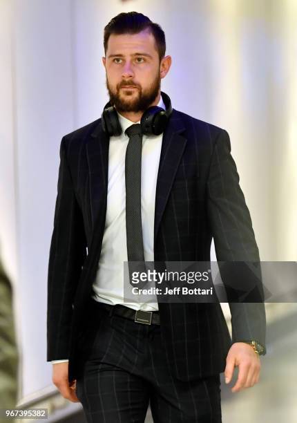 Tomas Tatar of the Vegas Golden Knights arrives at the arena prior to Game Four of the Stanley Cup Final against the Washington Capitals during the...