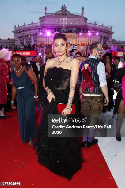 Paris Jackson arrives for the Life Ball 2018 at City Hall on June 2, 2018 in Vienna, Austria. The Life Ball, an annual charity event raising funds...