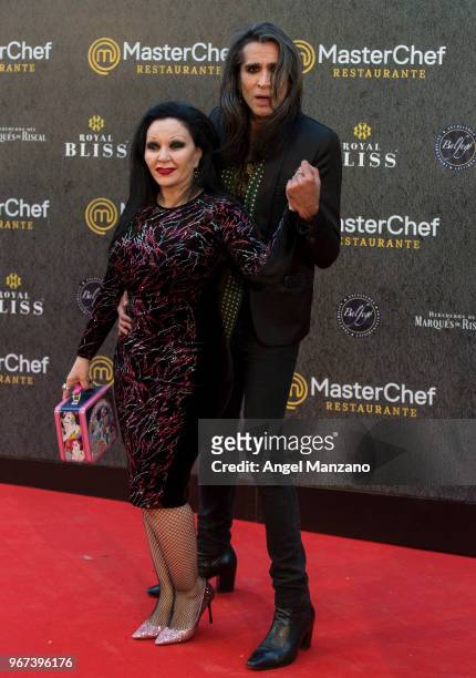 Alaska and Mario Vaquerizo attend 'Masterchef' Restaurant Opening on June 4, 2018 in Madrid, Spain.