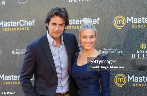 Alex Adrover and Patricia Montero attend 'Masterchef' Restaurant Opening on June 4, 2018 in Madrid, Spain.