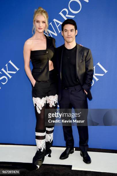 Rosie Huntington-Whiteley and Joseph Altuzarra attend the 2018 CFDA Fashion Awards at Brooklyn Museum on June 4, 2018 in New York City.