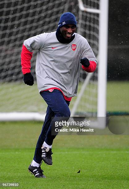 Sol Campbell of Arsenal warms up during an Arsenal training session, ahead of Wednesday's Champions League match against FC Porto, February 16, 2010...