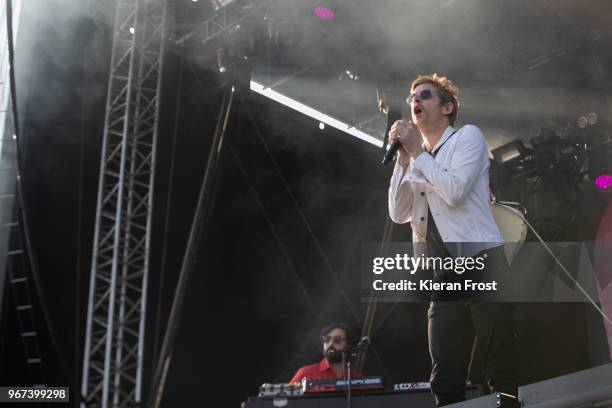 Britt Daniel of Spoon performs at Forbidden Fruit Festival at the Royal Hospital Kilmainham on June 4, 2018 in Dublin, Ireland.