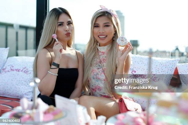 Youtubers Hayley Bui and Kisu during the MAC Cosmetics X Caro Daur 'Oh, Sweetie' Collection Launch in Berlin at Hotel Zoo on June 4, 2018 in Berlin,...