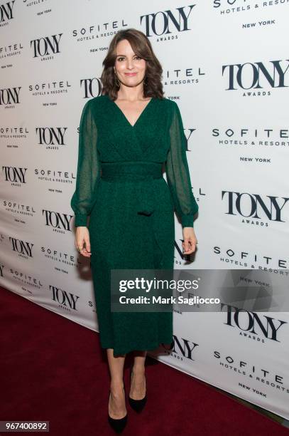 Actress Tina Fey attends the 2018 Tony Honors For Excellence In The Theatre and 2018 Special Award Recipients Cocktail Party at the Sofitel Hotel on...