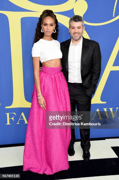 Joan Smalls and designer Brandon Maxwell attend the 2018 CFDA Fashion Awards at Brooklyn Museum on June 4, 2018 in New York City.