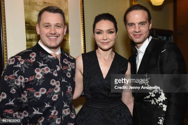 Michael Arden, Katrina Lenk, and Jordan Roth attend the Tony Honors Cocktail Party Presenting The 2018 Tony Honors For Excellence In The Theatre And...