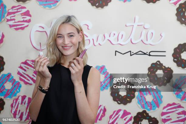 Model Mandy Bork during the MAC Cosmetics X Caro Daur 'Oh, Sweetie' Collection Launch in Berlin at Hotel Zoo on June 4, 2018 in Berlin, Germany.