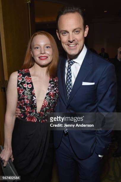 Lauren Ambrose and Harry Hadden-Paton attend the Tony Honors Cocktail Party Presenting The 2018 Tony Honors For Excellence In The Theatre And...