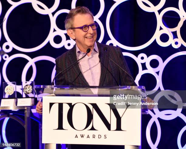 Thomas Schumacher speaks onstage at the Tony Honors Cocktail Party Presenting The 2018 Tony Honors For Excellence In The Theatre And Honoring The...