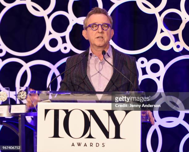 Thomas Schumacher speaks onstage at the Tony Honors Cocktail Party Presenting The 2018 Tony Honors For Excellence In The Theatre And Honoring The...