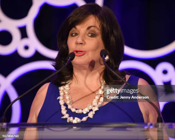 Charlotte St. Martin speaks onstage at the Tony Honors Cocktail Party Presenting The 2018 Tony Honors For Excellence In The Theatre And Honoring The...