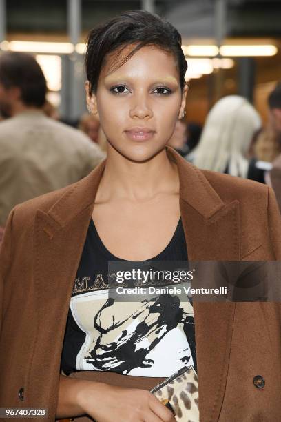 Alexandra Shipp, wearing Max Mara, attends Max Mara Resort Show 2019 at Collezione Maramotti on June 4, 2018 in Reggio nell'Emilia, Italy.