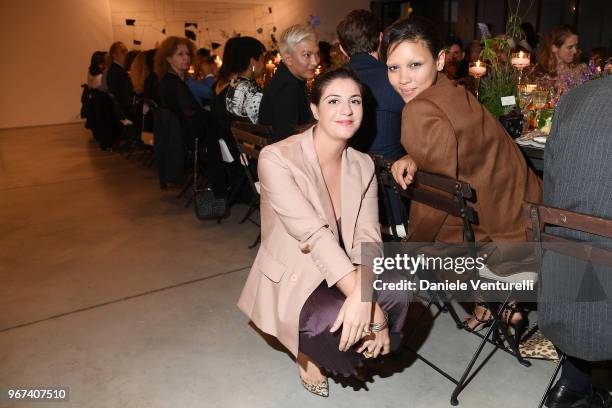 Maria Giulia Prezioso Maramotti, wearing Max Mara, and Alexandra Shipp, wearing Max Mara, attend Max Mara Resort Show 2019 at Collezione Maramotti on...