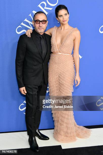 Designer Gilles Mendel and Sara Sampaio attend the 2018 CFDA Fashion Awards at Brooklyn Museum on June 4, 2018 in New York City.