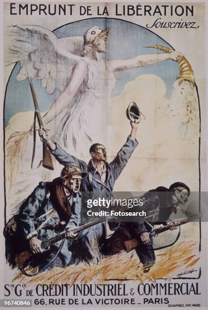 Poster issued by SG de Credit Industriel & Commercial during World War I, with the caption 'Emprunt de la Liberation'. The poster, by artist Lucien...