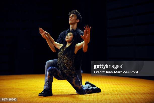 Jung Ae Kim and Thibault Lac during Twin Paradox, a contemporary dance piece by Mathilde Monnier, french choreographer, here in the Montpellier Dance...