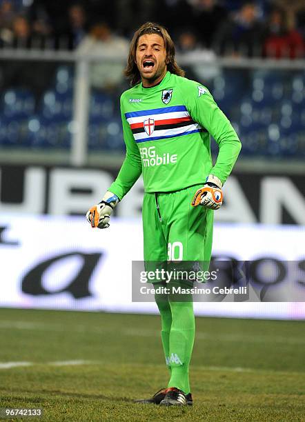 Marco Storari of UC Sampdoria reacts during the Serie A match between UC Sampdoria and ACF Fiorentina at Stadio Luigi Ferraris on February 13, 2010...