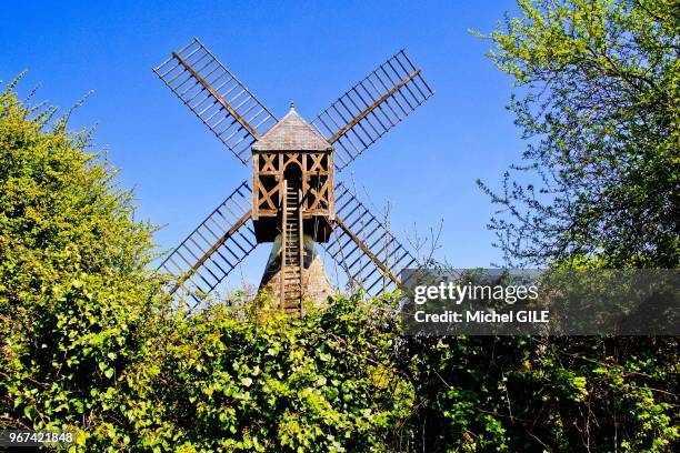 Moulin à vent de l'Herpinière, Turquant, Maine et Loire, France.