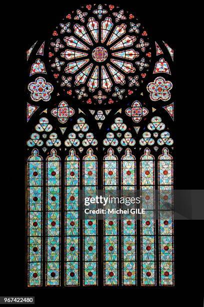 Vitraux de l'abbaye cistercienne de l'Epau , 17 septembre 2016, Le Mans, France.