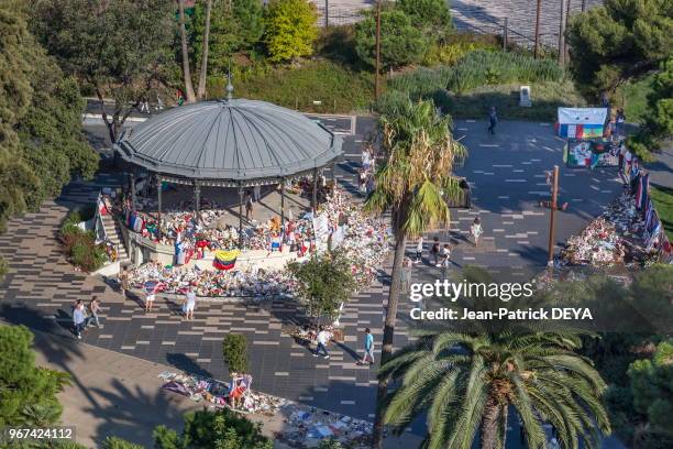 Kiosque de Nice, Mémorial de l'attentat du 14 Juillet 2016, Jardin Albert 1er, 28 septembre 2016, Nice, France.