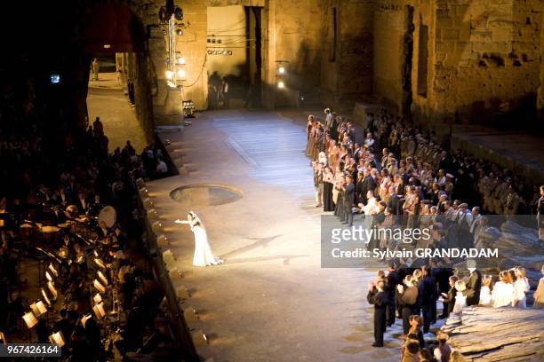 France, Provence, Vaucluse , city of Orange, roman theater during a lyrical performance of Bizet's Carmen opera // France, Provence, Vaucluse , ville...