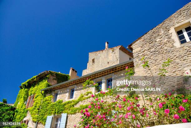 Façade de maison, 16 mai 2009, village de Saignon, Vaucluse, Provence, France.