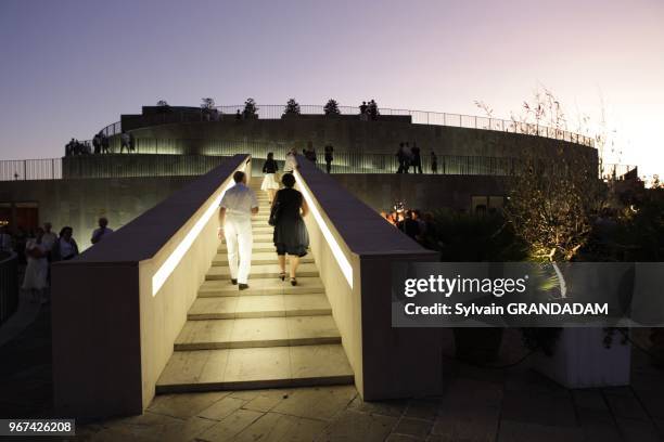 France, Provence, Bouches-du-Rhone , city of Aix-en-Provence during the july festiva, the Grand Theater at night // France, Provence,...