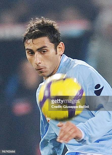 Michele Pazienza of Napoli in action during the Serie A match between SSC Napoli and FC Internazionale Milano at Stadio San Paolo on February 14,...