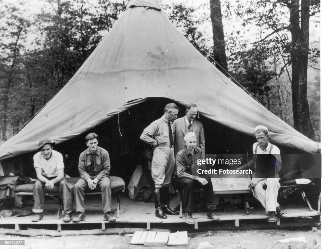 A Civilian Conservation Corps camp. The CCC was a public work relief ...