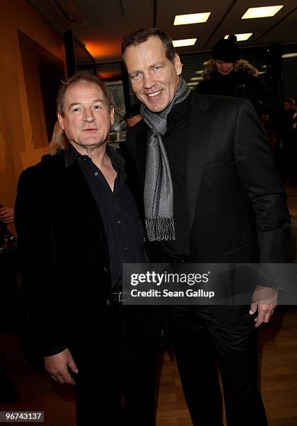 Actors Burghart Klaussner and Henry Maske attend the Berlinale reception at the Hesse state government representation on February 16, 2010 in Berlin,...