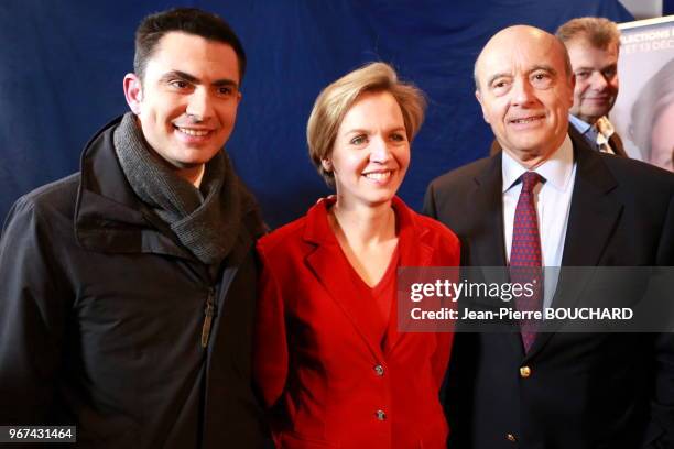 Virginie Calmels , Alain Juppé , Xavier Bonnefont maire d?Angoulême au soir des résultats des élections régionales pour la région Aquitaine Limousin...