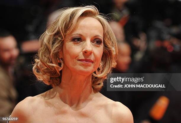 German actress Mareike Carriere poses for photographers prior to the premiere of the film "Apart Together" which opens the 60th Berlinale Film...