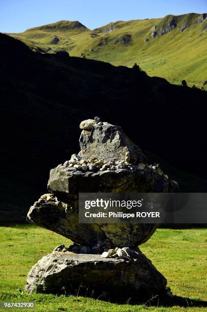 Giant land mark in valley of Avals over Courchevel, national park of Vanoise, Savoy, France.