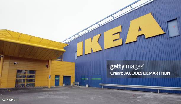 View of the Ikea store in Roissy-en-France, north of Paris, as workers of the Swedish furniture designer Ikea hold a national strike calling for...