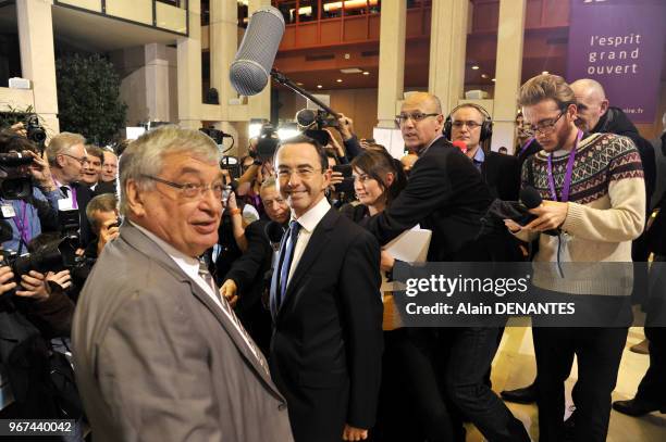 Victoire de Bruno Retailleau candidat tete de liste Les Republicains au second tour des elections regionales en Pays de la Loire, ici avec Jacques...