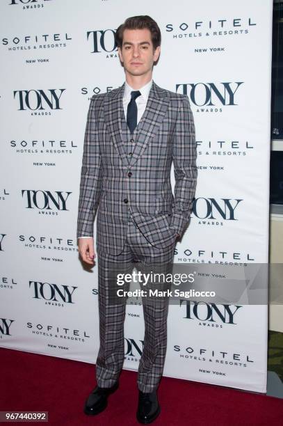 Actor Andrew Garfield attends the 2018 Tony Honors For Excellence In The Theatre and 2018 Special Award Recipients Cocktail Party at the Sofitel...