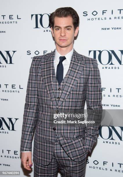 Actor Andrew Garfield attends the 2018 Tony Honors For Excellence In The Theatre and 2018 Special Award Recipients Cocktail Party at the Sofitel...