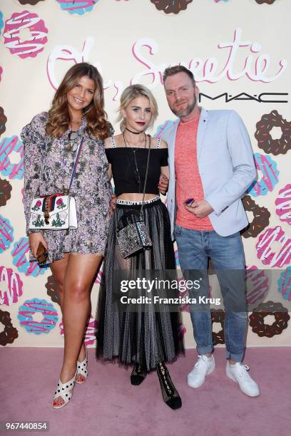 Farina Opoku, Caro Daur and Oliver Schrader during the MAC Cosmetics X Caro Daur 'Oh, Sweetie' Collection Launch in Berlin at Hotel Zoo on June 4,...