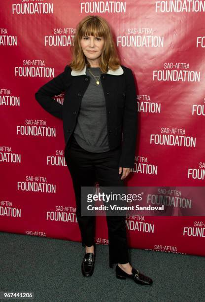 Actress Jennifer Jason Leigh attends SAG-AFTRA Foundation Conversations with "Patrick Melrose" at SAG-AFTRA Foundation Screening Room on June 4, 2018...