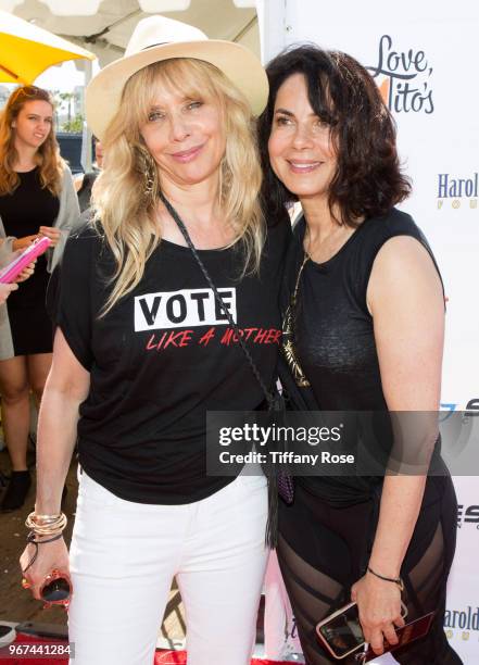 Rosanna Arquette and Harold Robinson Foundation Co-Founder Joyce Hyser Robinson attend the 8th Annual Pedal On The Pier Fundraiser at Santa Monica...