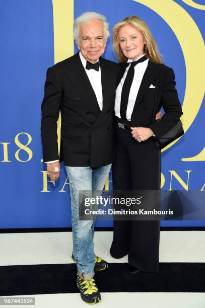 Ralph Lauren and Ricky Anne Loew-Beer attend the 2018 CFDA Fashion Awards at Brooklyn Museum on June 4, 2018 in New York City.