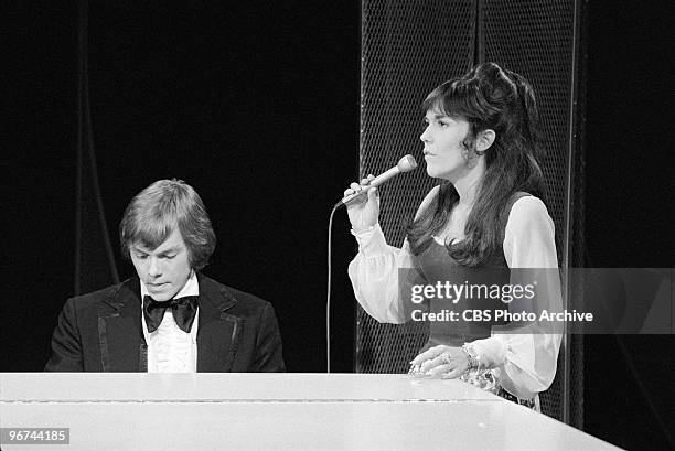 American brother and sister musicians The Carpenters, Richard & Karen Carpenter, appear on an episode of the television comedy & variety program 'The...